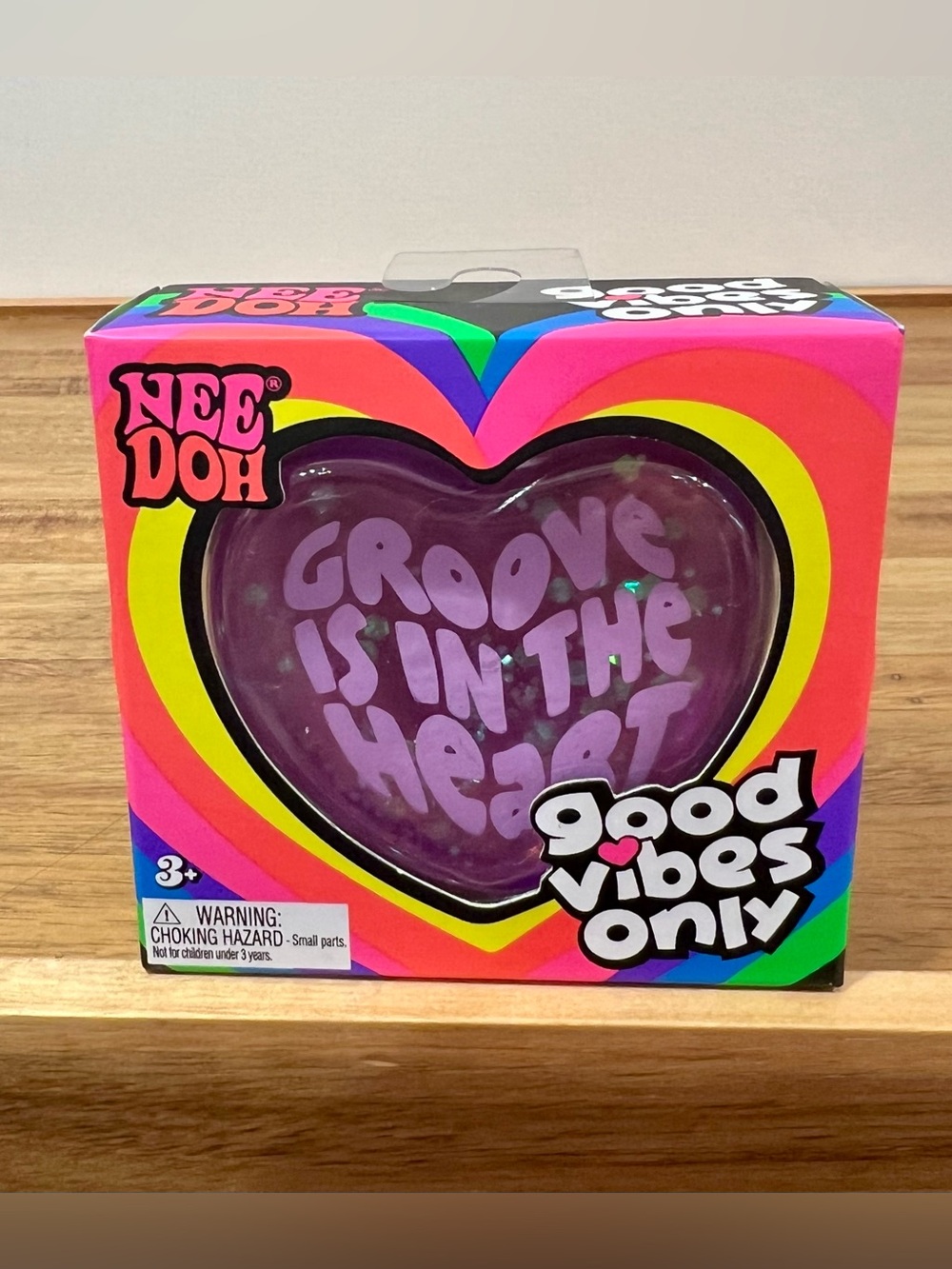 💜New NeeDoh! Good Vibes Only Heart Shaped Glitter Squish "Groove Is In The Heart